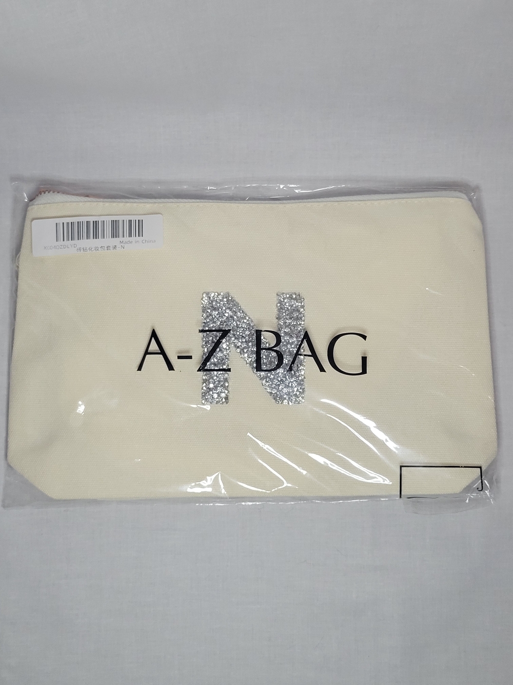 Cream Canvas Pouch Set with Silver Glitter 'N' Accent